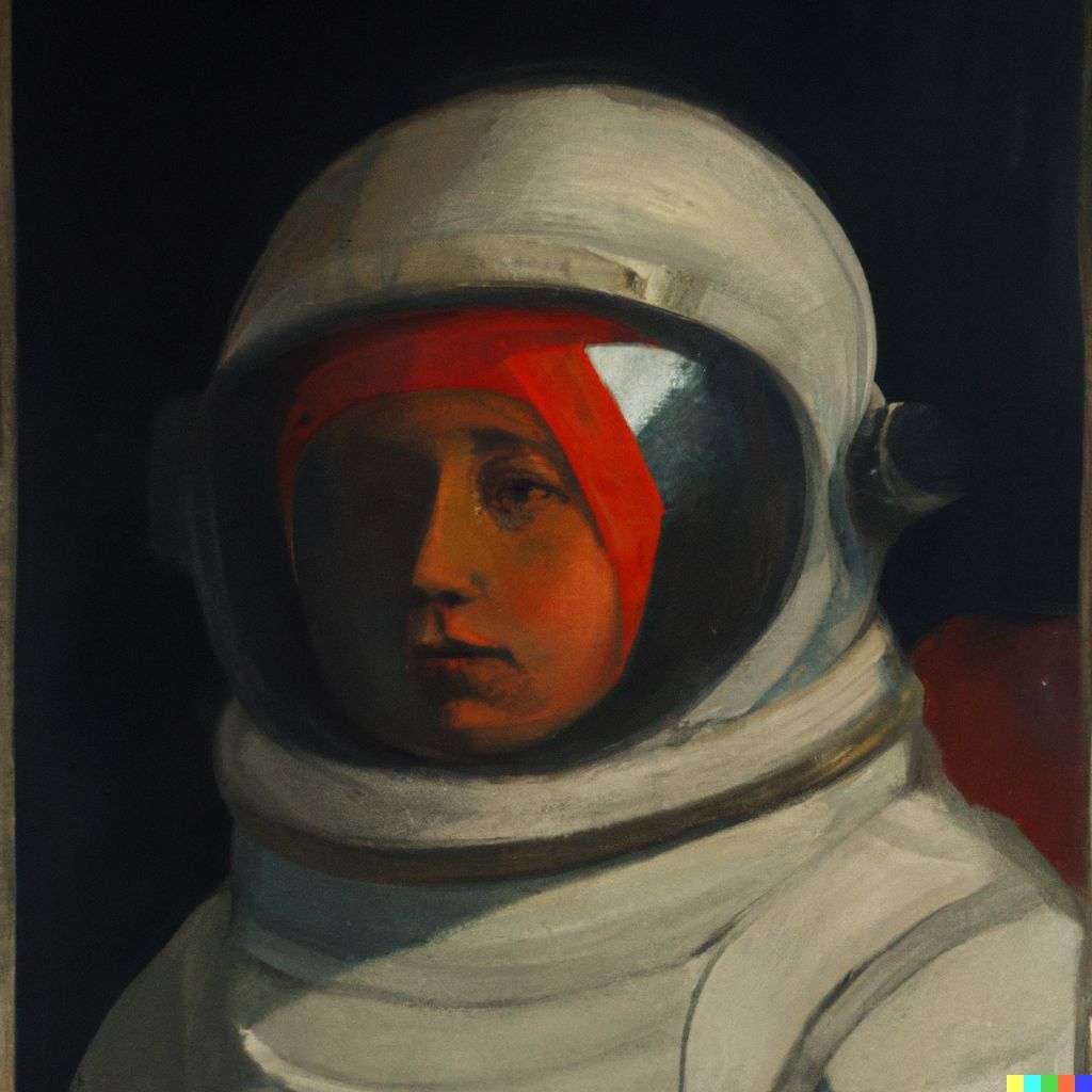an astronaut, painting by Johannes Vermeer